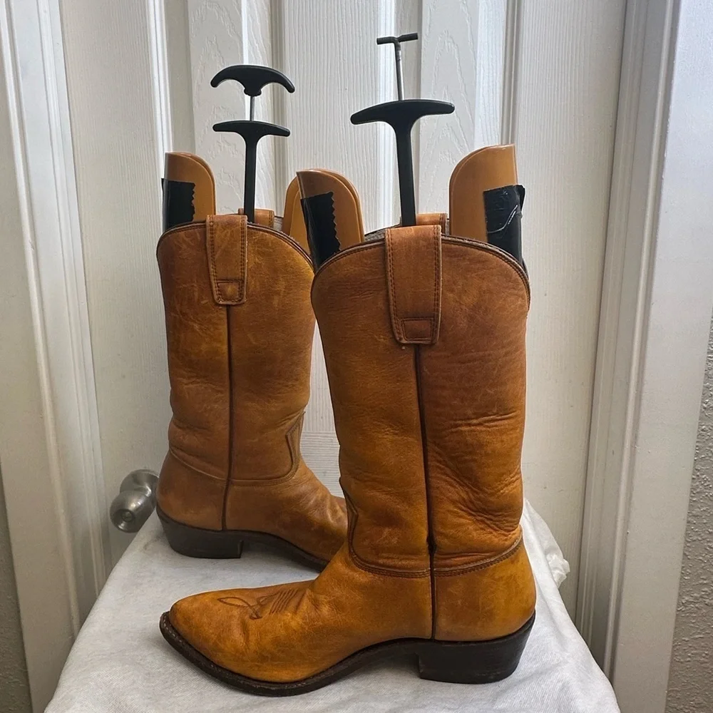 Vintage 1977 Stewart Boot Co. Handmade SOFT Leather Cowboy Boots Men's size 9 D